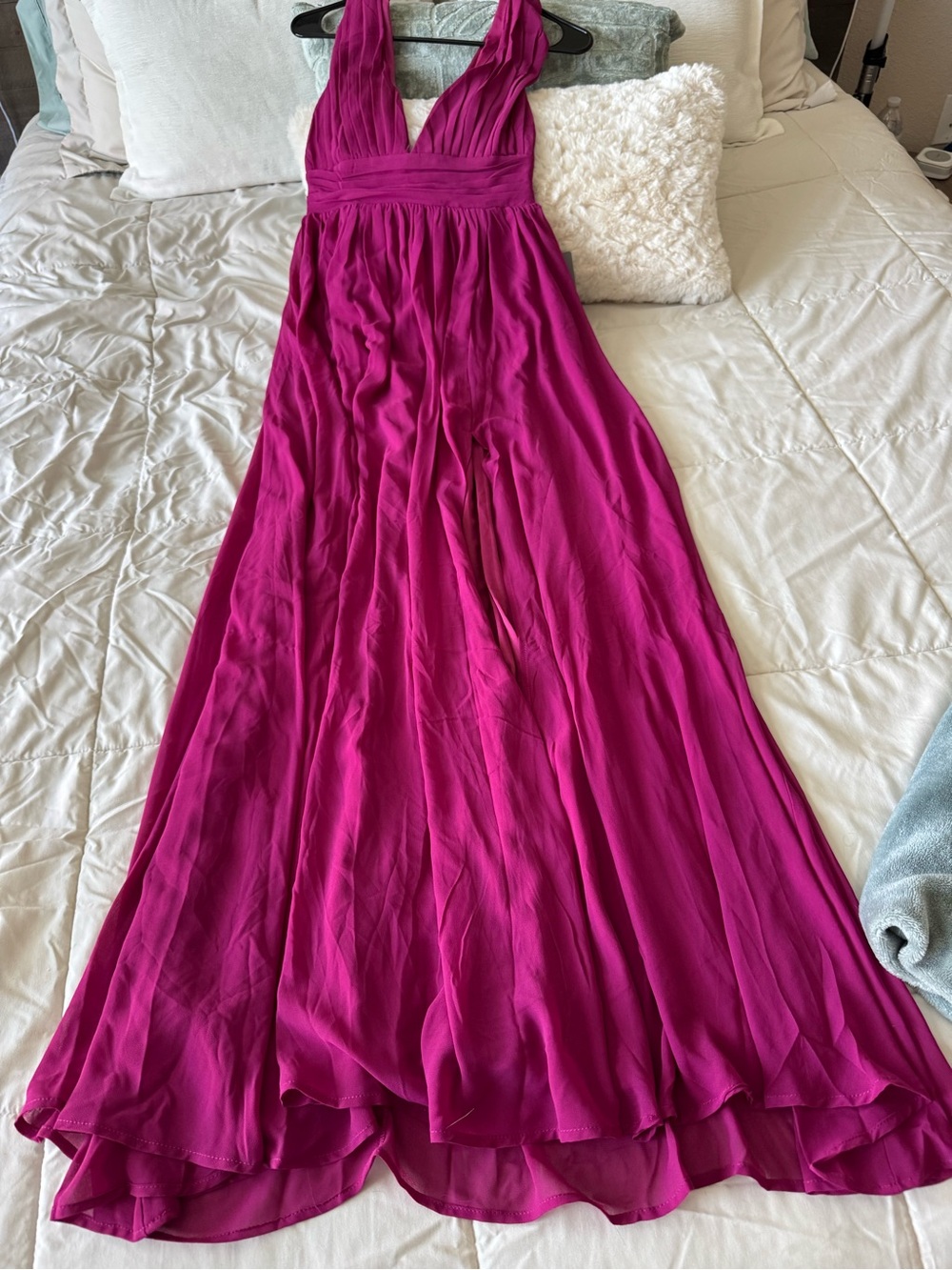 Love By Design Fuchsia V-Neck Maxi Dress
